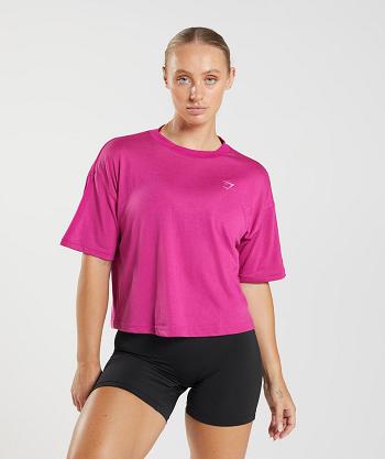 Gymshark Gs Power Midi Ženske Ošišane Majice Roze | HR 3691DFM